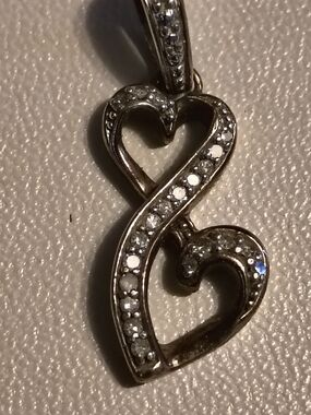 Gold Over Sterling Silver Double Heart Infinity Pendant W/ .25cttw Diamonds Sign